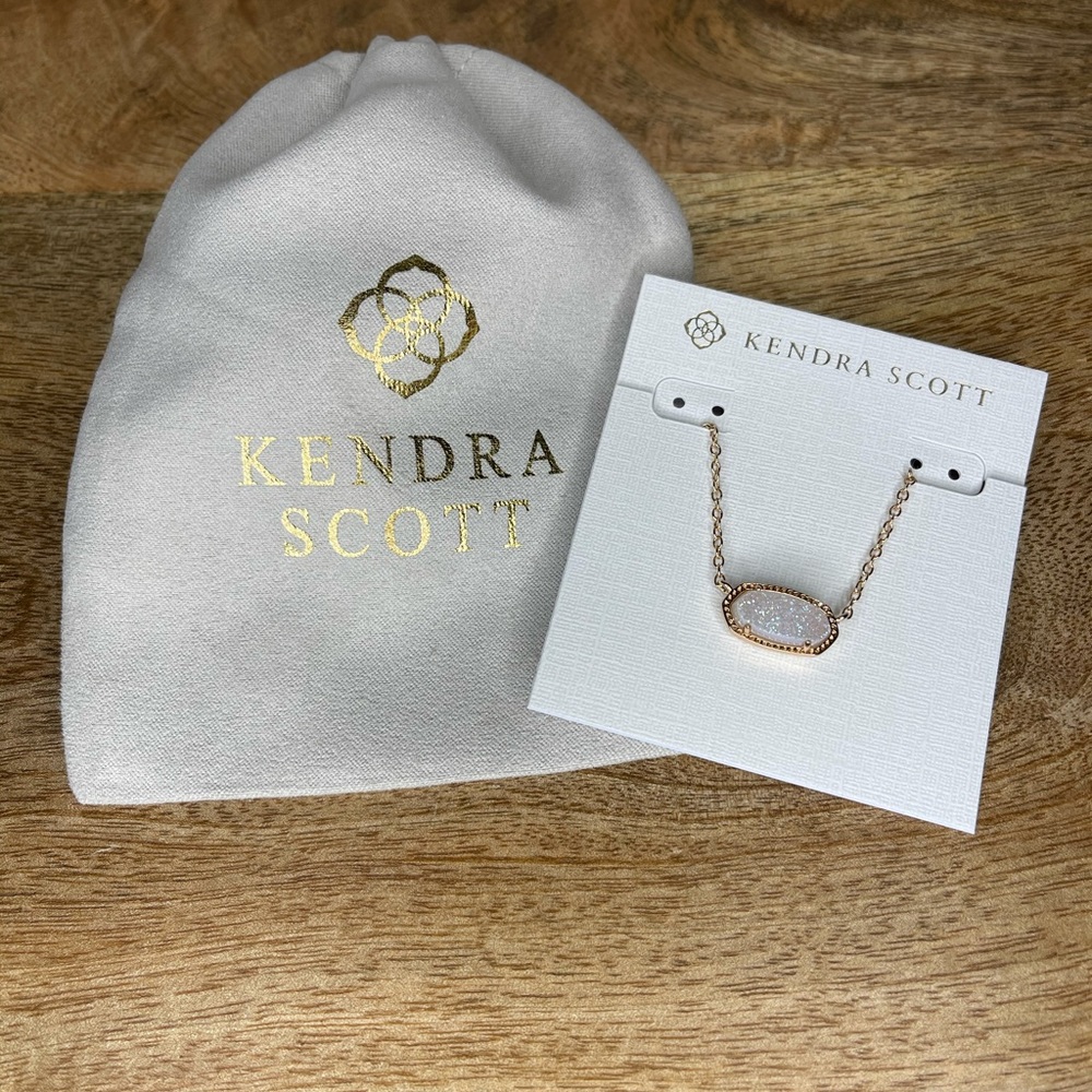 Kendra Scott Elisa Rose Gold Drusy Necklace